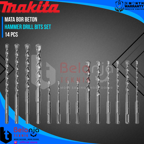 [EZM.3500739] Makita Hammer Drill Bits Set 14 Pcs Mata Bor Beton 5 -16 mm SDS Plus