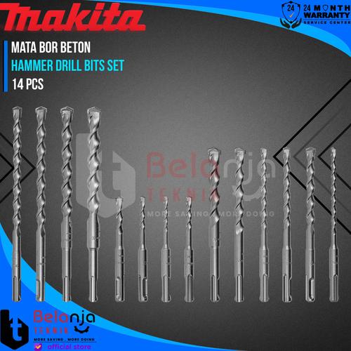 [EZM.3500739] Makita Hammer Drill Bits Set 14 Pcs Mata Bor Beton 5 -16 mm SDS Plus