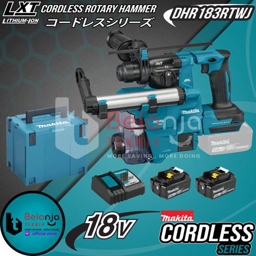 [EZM.3500773] Makita Mesin Bor Baterai Cordless DHR183RTWJ Drill Rotary Hammer 18V