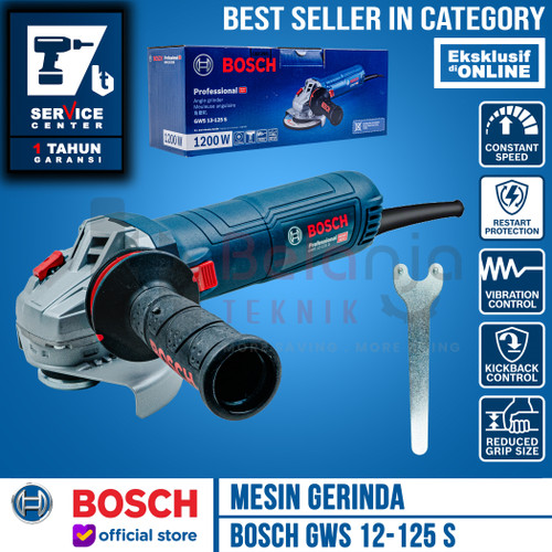 [EZM.3500781] Bosch Angle Grinder GWS 12-125 S Mesin Gerinda Tangan 5 Inch 1200 Watt