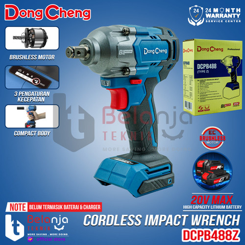 [EZM.3500782] Dongcheng Impact Wrench Baterai DCPB488Z 20V Pembuka Baut Brushless