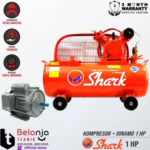 [EZM.3500805] Shark Mesin Kompresor Udara 1 Hp + Dinamo Motor 3phase Air Compressor