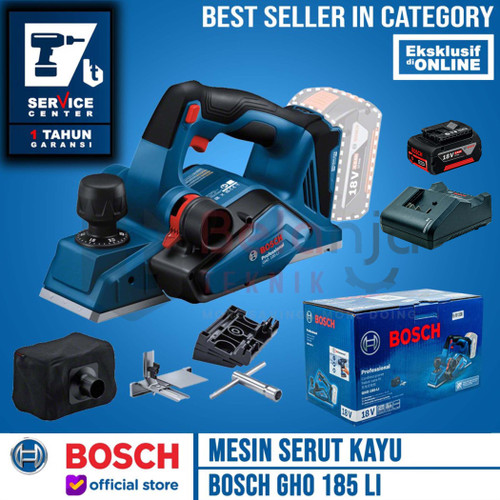 [EZM.3500820] Bosch Mesin Serut Kayu Ketam Baterai GHO 185 LI Planner 18V SET 4AH