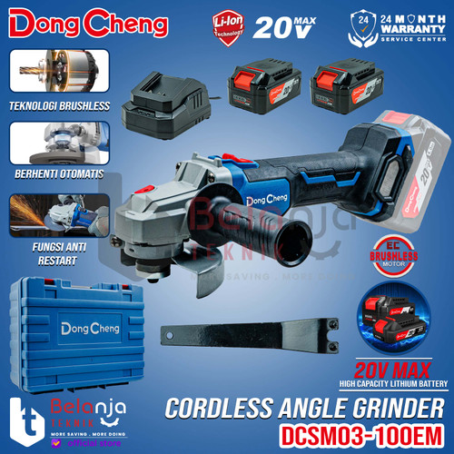 [EZM.3500835] Dongcheng Angle Grinder Baterai DCSM03-100 EM Mesin Gerinda 20V SET