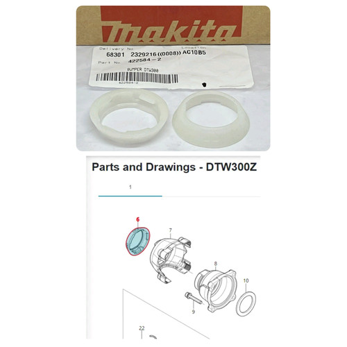 [EZM.3505694] Makita Replacement Bumper For DTW300 DTW301 Sparepart Bor Impact