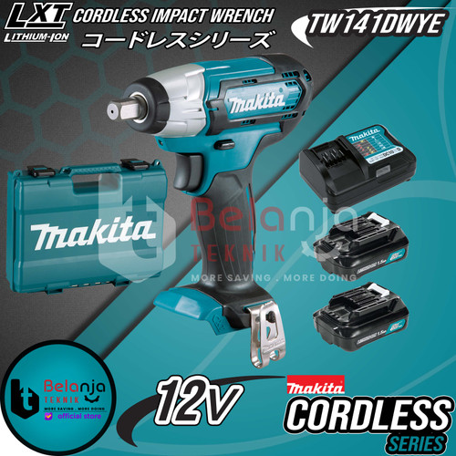 [EZM.3505695] Makita Mesin Pembuka Baut Baterai 12V TW141DWYE Cordless Impact Wrench