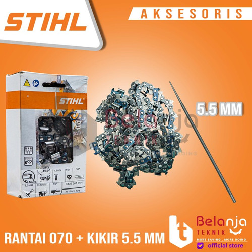 [EZM.3500869] Stihl Rantai Belah Chainsaw 070 36 Inchi 52 T + Kikir Rantai 5.5 MM