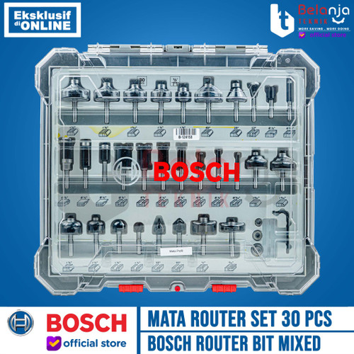 [EZM.3505699] Bosch Router Bit Set Mixed 30 Pcs 1/4 Inch Shank Mata Profil Trimmer