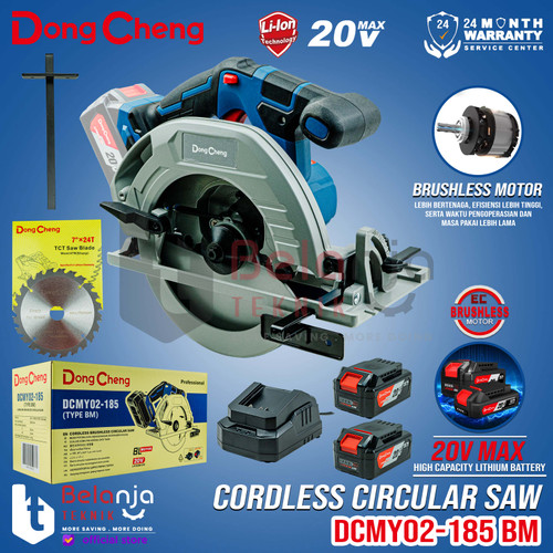 [EZM.3500876] Dongcheng Mesin Circular Saw Baterai DCMY02-185 BM Sirkel Kayu SET 20V