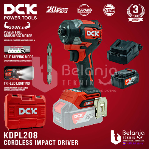 DCK Impact Driver Cordless KDPL208Z Mesin Bor Obeng Baterai Unit Only