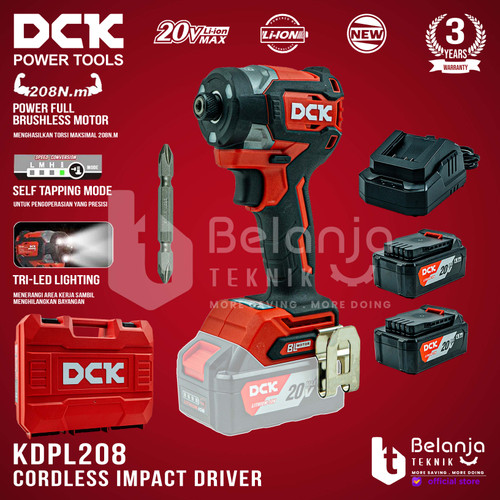 DCK Impact Driver Cordless KDPL208ADM Mesin Bor Obeng Baterai 20V KDPL
