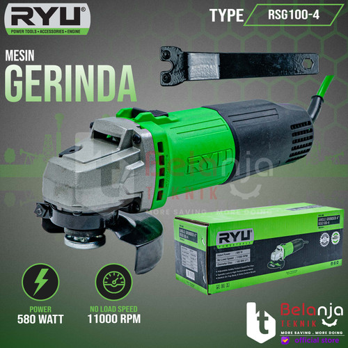 [EZM.3505773] RYU Mesin Gerinda Listrik RSG 100 4 Angle Grinder 4 Inch RSG100-4 580W