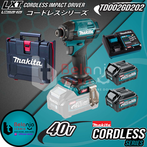 [EZM.3500994] Makita Mesin Bor Obeng TD002GD202 Impact Driver Cordless Set 40V TD002