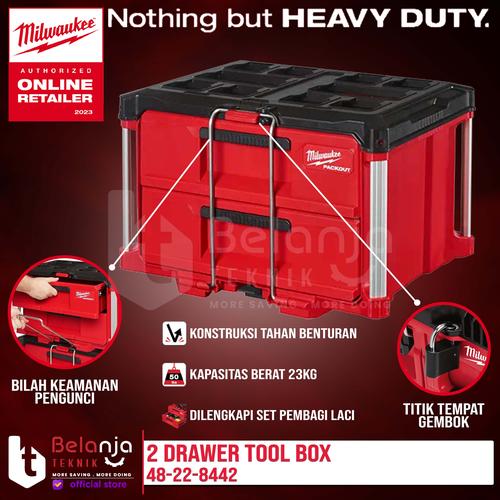 [EZM.3501004] Milwaukee Packout 2 Drawer Tool Box Toolbox 2 Susun Tempat Perkakas