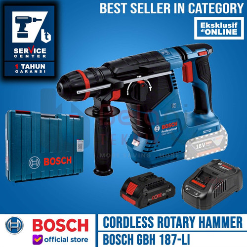 [EZM.3501040] Bosch Rotary Hammer Cordless GBH 187-Li Mesin Bor Beton Set Procore