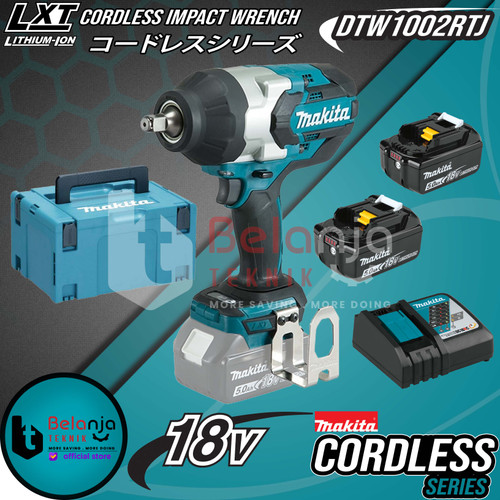 [EZM.3501052] Makita Impact Wrench Baterai DTW1002 RTJ Cordless Impact Wrench 18V