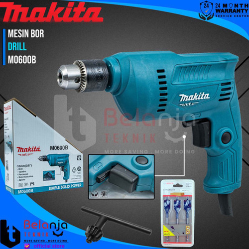 Makita Mesin Bor Tangan Listrik M 0600 B 350W 10 MM Bosch Set Mata Bor