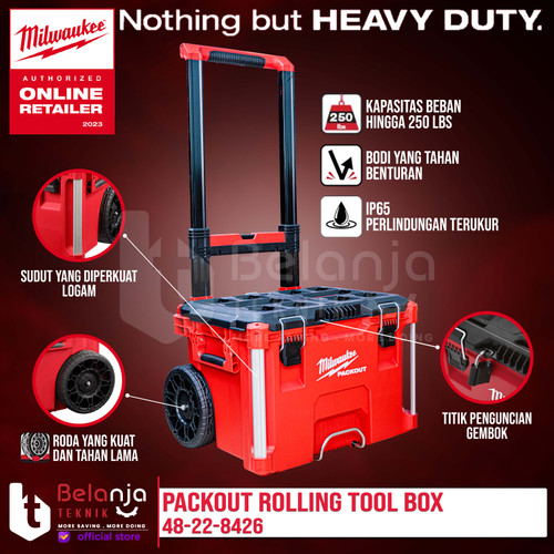 [EZM.3501085] Milwaukee Packout Rolling Tool Box Tempat Perkakas Toolkit 48-22-8426
