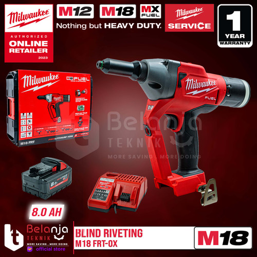 [EZM.3501092] Milwaukee Blind Riveting M18 FRT-0X Rivet Gun Baterai Set 18V 8 AH