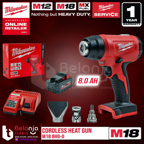 [EZM.3501094] Milwaukee Heat Hot Gun Cordless M18 BHG-0 Pemanas Udara Set 18V 8 AH