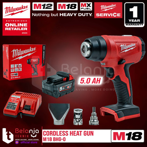 [EZM.3501095] Milwaukee Heat Hot Gun Cordless M18 BHG-0 Pemanas Udara Set 18V 5 AH