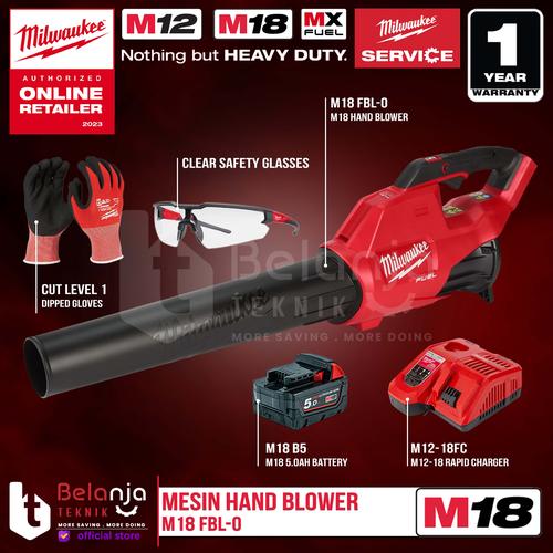 [EZM.3501097] Milwaukee Mesin Hand Blower Baterai FBL-0 M18 Tiup Angin Set 18V 5 AH