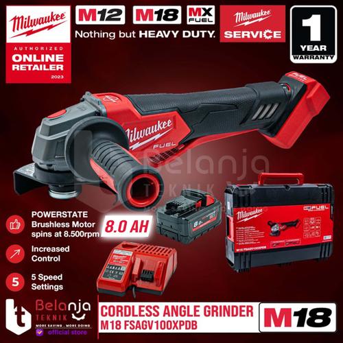 [EZM.3501105] Milwaukee Gerinda Baterai M18 FSAGV100XPDB Paddle Switch Set 18 V 8 AH