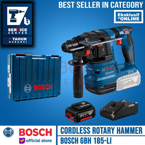 [EZM.3501137] Bosch Rotary Hammer Cordless GBH 185-Li Bor Beton Charger Baterai 4 AH