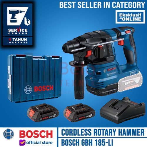 [EZM.3501138] Bosch Rotary Hammer Cordless GBH 185-Li Bor Beton Charger Baterai 2 AH
