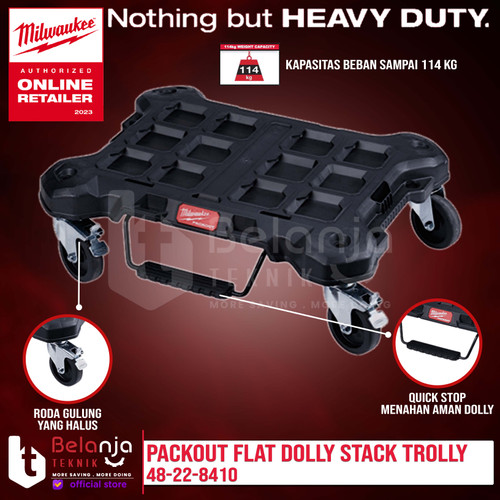 [EZM.3501147] Milwaukee Packout Flat Dolly Stack Trolly Roda Tool Troli 48-22-8410
