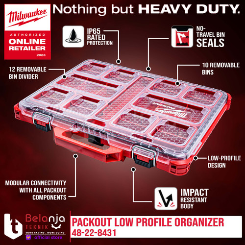 [EZM.3501149] Milwaukee Packout Low Profile Organizer Kotak Box Aksesoris 48-22-8431
