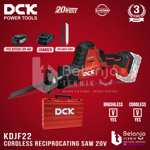 [EZM.3505911] DCK Cordless Brushless Reciprocating Saw 20V Gergaji Kayu KDJF22DM