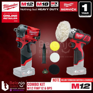 [EZM.3501167] Milwaukee Combo Kit Impact Wrench Stubby Polisher Poles Mobil 12V M12