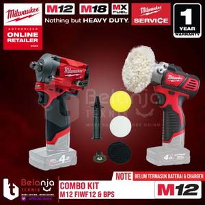 [EZM.3501167] Milwaukee Combo Kit Impact Wrench Stubby Polisher Poles Mobil 12V M12