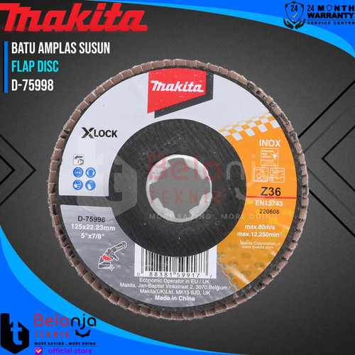 [EZM.3501180] Makita Batu Gerinda Amplas Susun 5 Inch Flap Disc Inox Z36 D-75998 5"