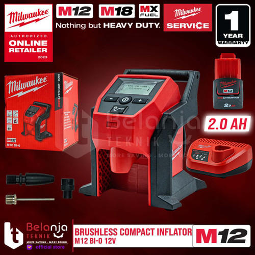 [EZM.3501182] Milwaukee Brushless Compact Inflator M12BI-0 12V Pompa Ban Baterai Set