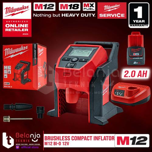 [EZM.3501182] Milwaukee Brushless Compact Inflator M12BI-0 12V Pompa Ban Baterai Set