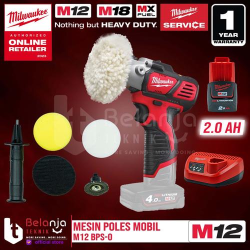 [EZM.3501183] Milwaukee Polisher M12 BPS-0 Mesin Poles Mobil Baterai Set 12 V 2 AH