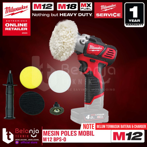 [EZM.3501199] Milwaukee Polisher M12 BPS-0 Mesin Poles Mobil Motor 12V Unit Only