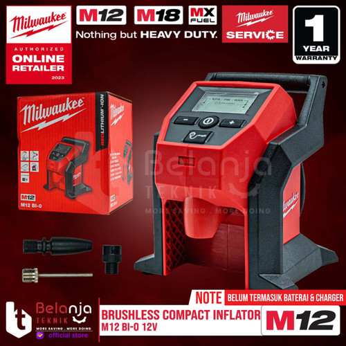 [EZM.3501200] Milwaukee Brushless Compact Inflator M12 BI-0 12V Pompa Baterai 120PSI