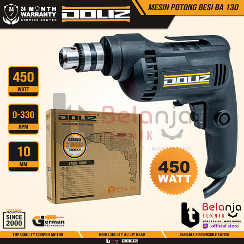 [EZM.3505933] Doliz Electric Drill Variable Speed BA652 450W Mesin Bor Listrik 10MM