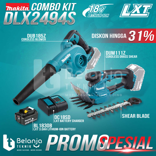 [EZM.3501204] Makita DLX2494S Cordless Combo Kit Blower Grass Shear Baterai SET DC18
