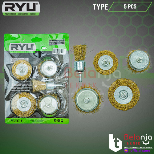 [EZM.3505940] Ryu Mata Bor Sikat Kawat Mangkok Set 5 Pcs SIkat Bor Wire Brush Bor