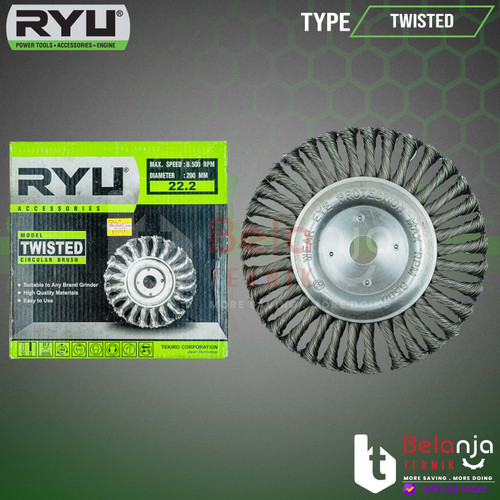 [EZM.3501220] Ryu Twist Knot Twisted 8 Inch Sikat Kawat Piring Kepang 8" 0.5 MM