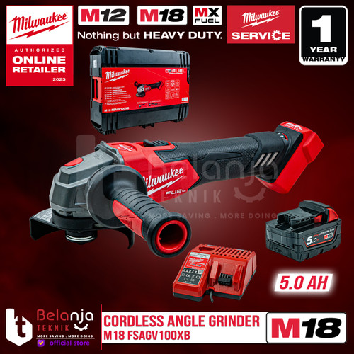 [EZM.3505961] Milwaukee Angle Grinder M18 FSAGV100XB-0X Gerinda Baterai 4" 18V 5 AH