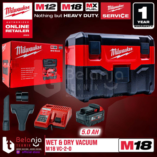 [EZM.3501286] Milwaukee Wet & Dry Vacuum Cordless M18 VC-2-0 Penghisap Debu SET 18V