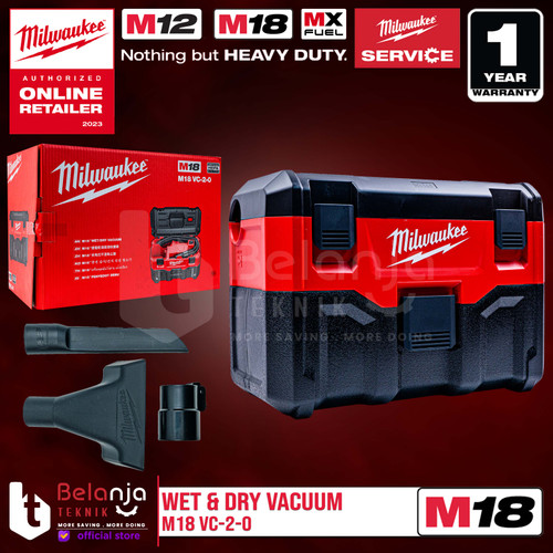 [EZM.3501287] Milwaukee Wet & Dry Vacuum Cordless M18 VC-2-0 Penghisap Debu 18 Volt