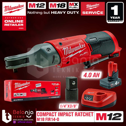 [EZM.3501310] Milwaukee Compact Impact Ratchet M12 FIR14-0 Kunci Rachet Set 12 V 4AH