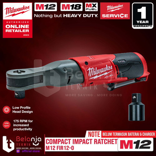 [EZM.3501313] Milwaukee Compact Impact Ratchet M12 FIR12-0 Kunci Rachet 1/2 In 12 V
