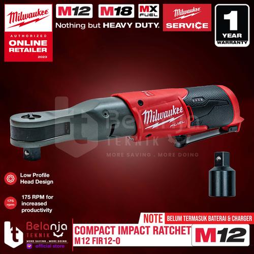 [EZM.3501313] Milwaukee Compact Impact Ratchet M12 FIR12-0 Kunci Rachet 1/2 In 12 V